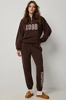Ardene Sweatpants with Patch Detail in Brown | Size | Polyester/Cotton | Fleece-Lined