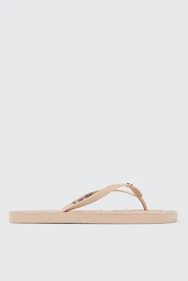 Ardene Heart-Embossed Flip-Flops Sandals in Beige | Size | Eco-Conscious