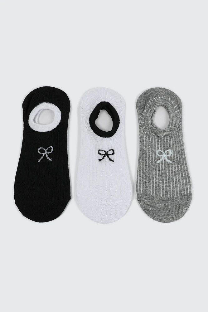 Ardene 3-Pack Bow Print Shoe Liners | Polyester/Elastane