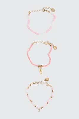 Ardene 3-Pack Bead Bracelets in Light Pink