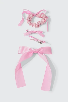 Ardene Kids 4-Pack Hair Bows in Light Pink