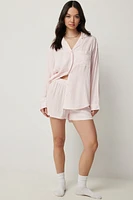Ardene Pinstriped Boxer Shorts in Light Pink | Size Large | 100% Viscose