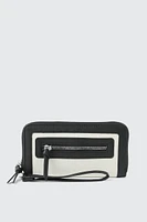 Ardene Faux Leather Trim Canvas Accordion Wallet in Black | 100% Recycled Polyester/Faux Leather | Eco-Conscious