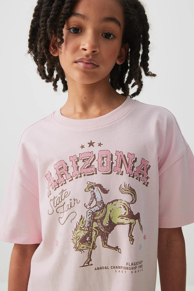 Ardene Kids Oversized Graphic T-Shirt in Lilac | Size | 100% Cotton