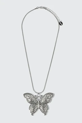 Ardene Butterfly Cord Necklace in Silver