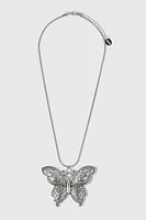 Ardene Butterfly Cord Necklace in Silver