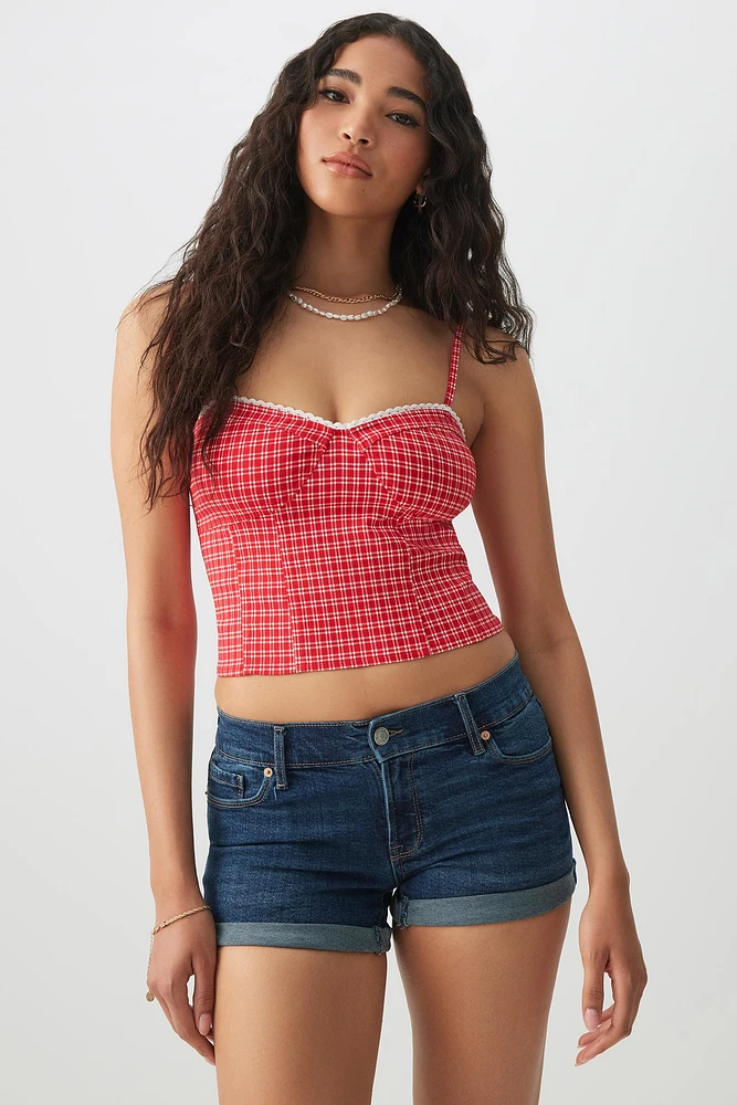 Ardene Low Rise Denim Short Shorts in Dark Blue | Size | Cotton/Elastane