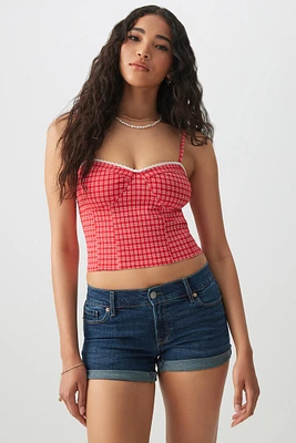 Ardene Low Rise Denim Short Shorts in Dark Blue | Size | Cotton/Elastane
