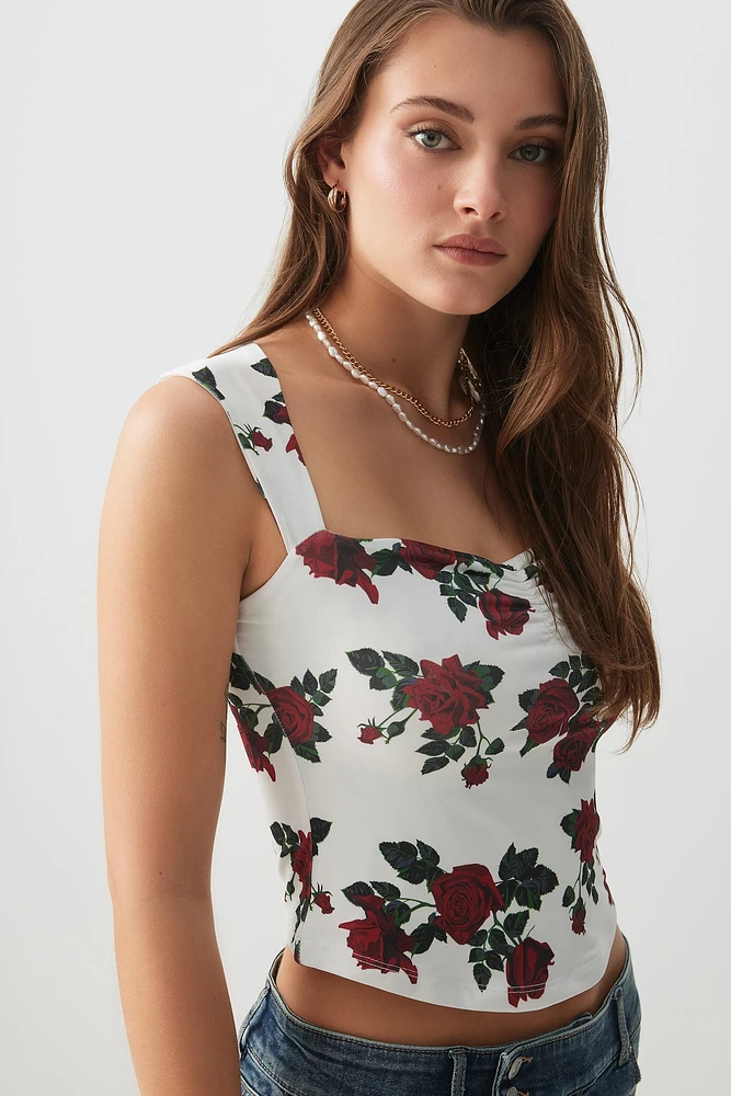 Ardene Tie Back Sweetheart Top in Burgundy | Size | Polyester/Elastane