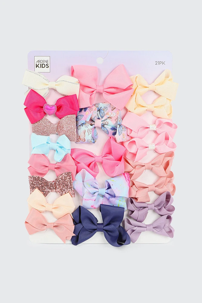 Ardene Kids 21-Pack Colorful Hair Bow Clips