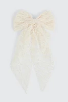 Ardene Lace Bow Barette in White