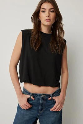 Ardene Bubble Muscle Tank in Black | Size | Polyester/Spandex