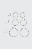 Ardene 6-Pack Twisted Hoop & Stud Earrings in Silver | Stainless Steel | Eco-Conscious
