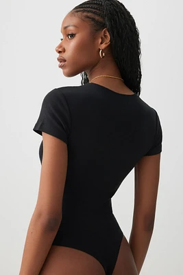 Ardene Rib Short Sleeve Bodysuit in | Size | Cotton/Elastane