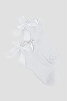 Ardene 2-Pack Demi Crew Socks with Bow Detail in | Polyester/Spandex
