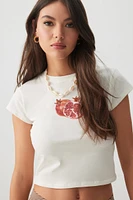 Ardene Graphic Baby T-Shirt in Beige | Size XS | Cotton/Elastane