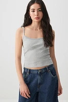 Ardene Basic Spaghetti Strap Tank Top in Grey | Size | Cotton | Eco-Conscious