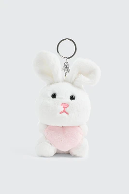 Ardene Kids Plushie Bunny Charm in White