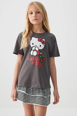 Ardene Kids Hello Kitty Graphic T-Shirt in Dark Grey | Size | 100% Cotton