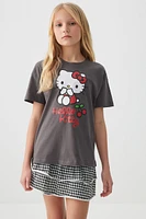 Ardene Kids Hello Kitty Graphic T-Shirt in Dark Grey | Size | 100% Cotton