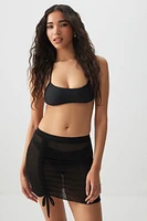 Ardene Ruched Mesh Pareo in Black | Size | Polyester