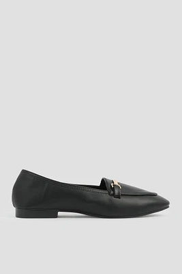 Ardene Loafers with Horsebit Detail in Black | Size 11 | Faux Leather | Eco-Conscious