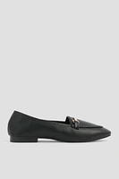 Ardene Loafers with Horsebit Detail in Black | Size 11 | Faux Leather | Eco-Conscious