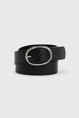 Ardene Oval Buckle Belt in Black | Size Small | Faux Leather