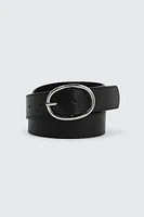 Ardene Oval Buckle Belt in Black | Size Small | Faux Leather