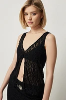Ardene Lace Sleeveless Top in Black | Size | Elastane/Polyamide