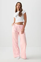 Ardene Loose Poplin PJ Pants in Light Pink | Size Small | 100% Cotton