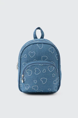 Ardene Kids Printed Backpack in Medium Blue | Polyester