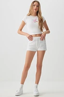 Ardene Lace Trim Shorts in White | Size | Polyester/Elastane