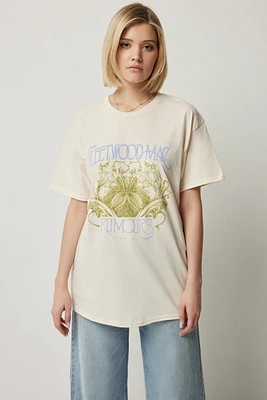 Ardene Oversized Fleetwood Mac T-Shirt in White | Size XL | 100% Cotton