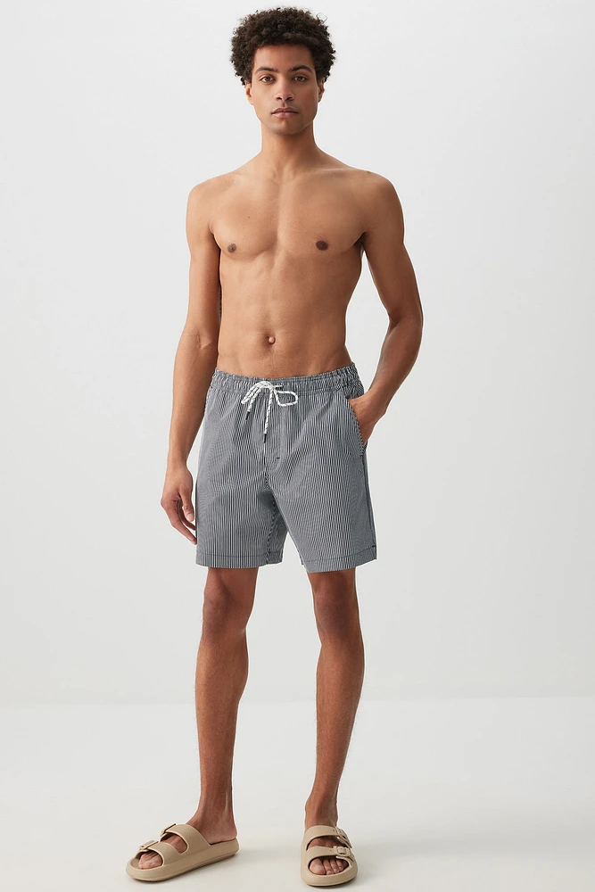 Ardene Man Printed Swim Shorts For Men in Dark Blue | Size XS | Polyester