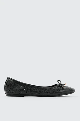Ardene Laser Cut Ballet Flats in Black | Size | Eco-Conscious