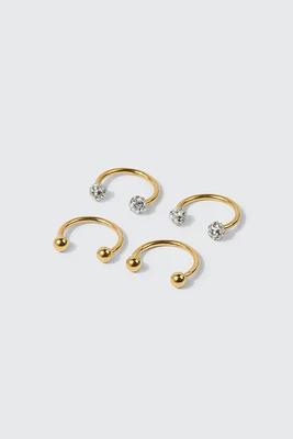 Ardene 4-Pack Horseshoe Eyebrow Piercings in Gold