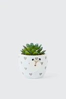 Ardene Artificial Plant in Cutout Heart Pot in White