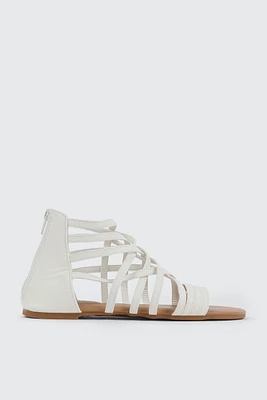 Ardene Gladiator Sandals in White | Size | Faux Leather | Eco-Conscious