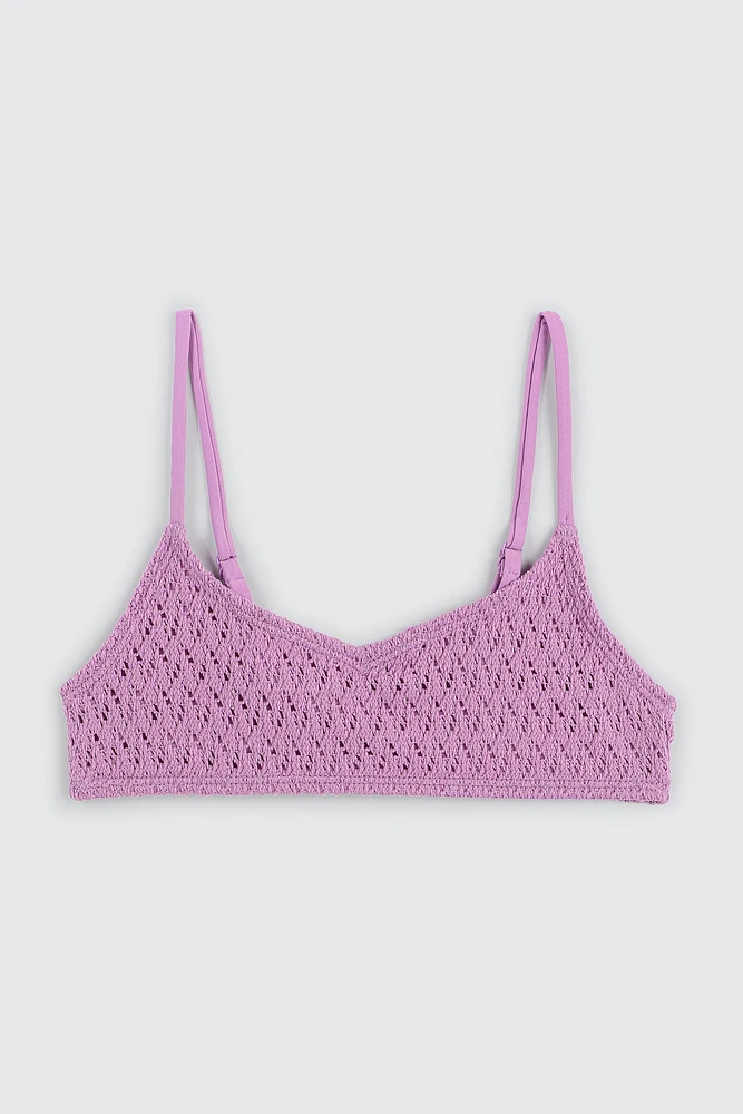 Ardene Kids Crochet Bikini Top in Medium Purple | Size | Polyester/Spandex/Elastane