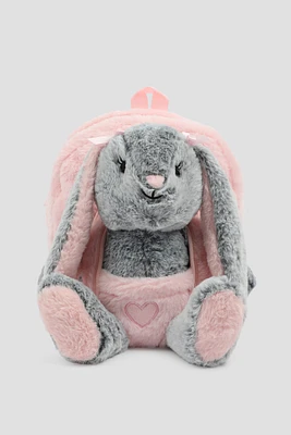 Ardene Kids Backpack with Animal Plushie in Light Grey | Polyester