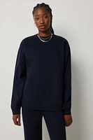 Ardene Solid Crew Neck Sweatshirt in Dark Blue | Size | Polyester/Cotton | Eco-Conscious