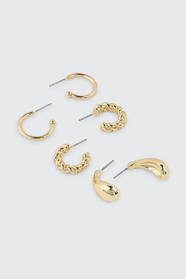 Ardene 3-Pack 14K Gold Plated Hoop Earrings | Stainless Steel