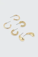 Ardene 3-Pack 14K Gold Plated Hoop Earrings | Stainless Steel