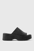 Ardene Square Toe Platform Slides in Black | Size 5 | Eco-Conscious