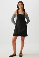 Ardene Faux Suede Overall Dress in Black | Size | Polyester/Spandex/Faux Suede