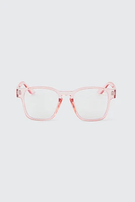 Ardene Blue Light Square Glasses in Light Pink