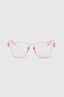 Ardene Blue Light Square Glasses in Light Pink