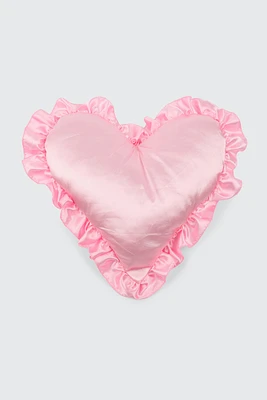 Ardene Satin Heart Pillow in Light Pink | Polyester