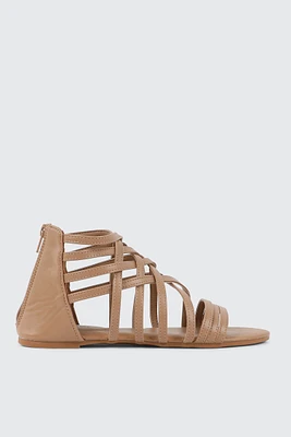 Ardene Gladiator Sandals in Beige | Size | Faux Leather | Eco-Conscious